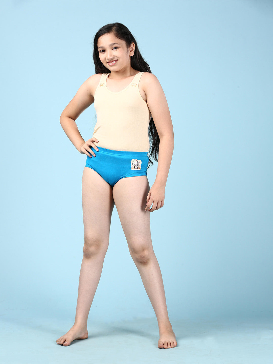 Girls Combed Cotton Assorted Colours Plain Panties Pack of 5