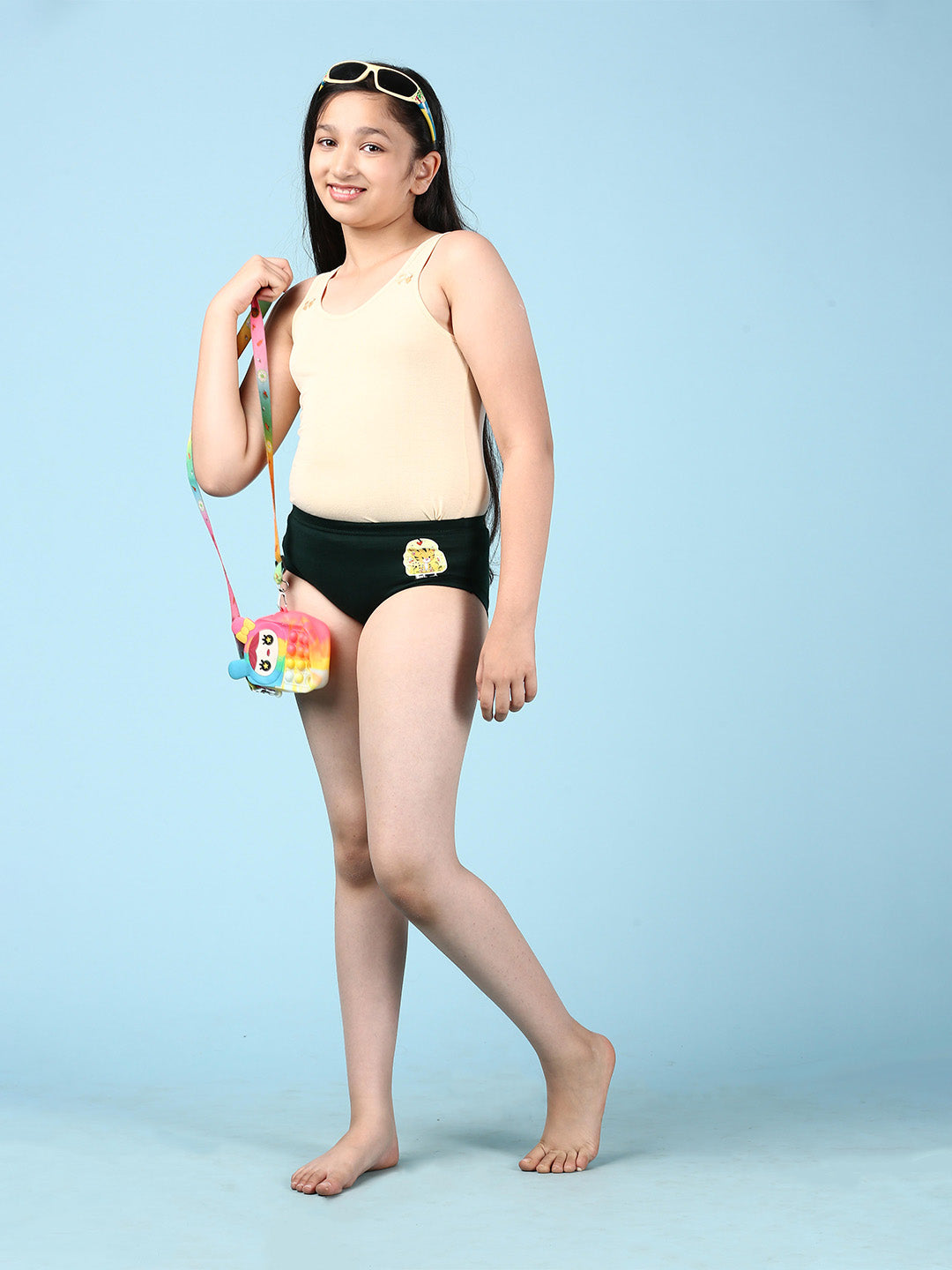 Girls Combed Cotton Assorted Colours Plain Panties Pack of 5
