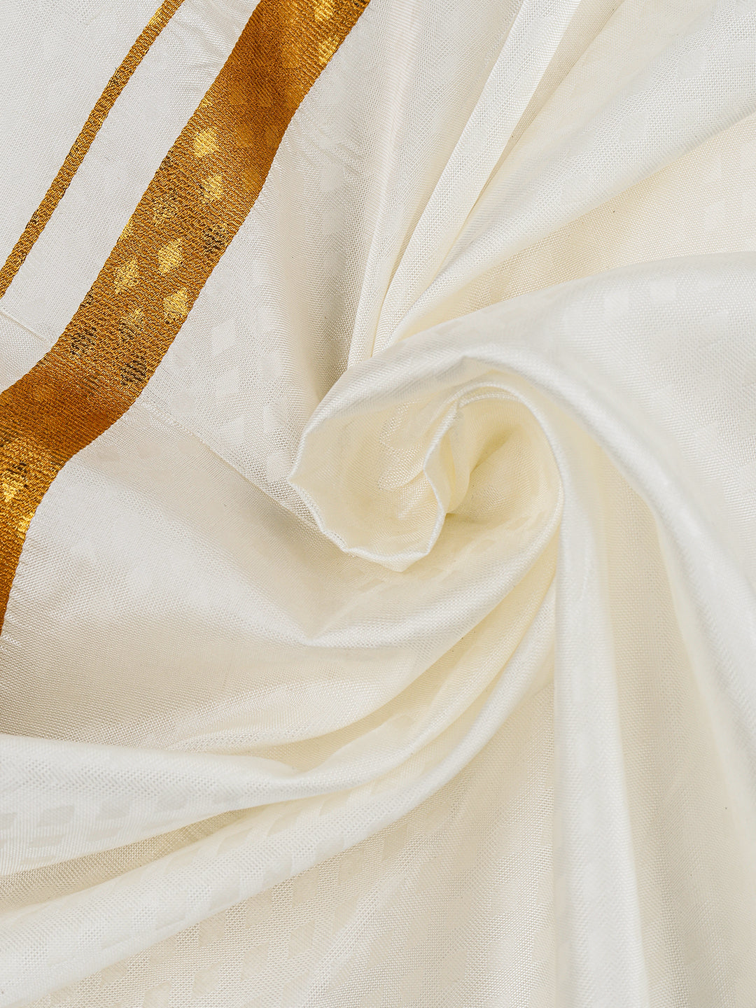Mens Art Silk Wedding Cream Zari Dhoti & Towel Set-Ishwayam Embose