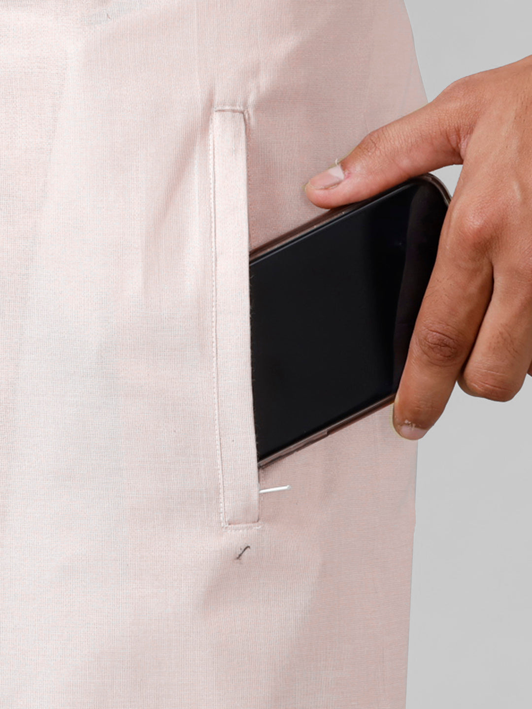 Men Copper Tissue Full Sleeve Shirt with Matching Readymade Single Dhoti Combo