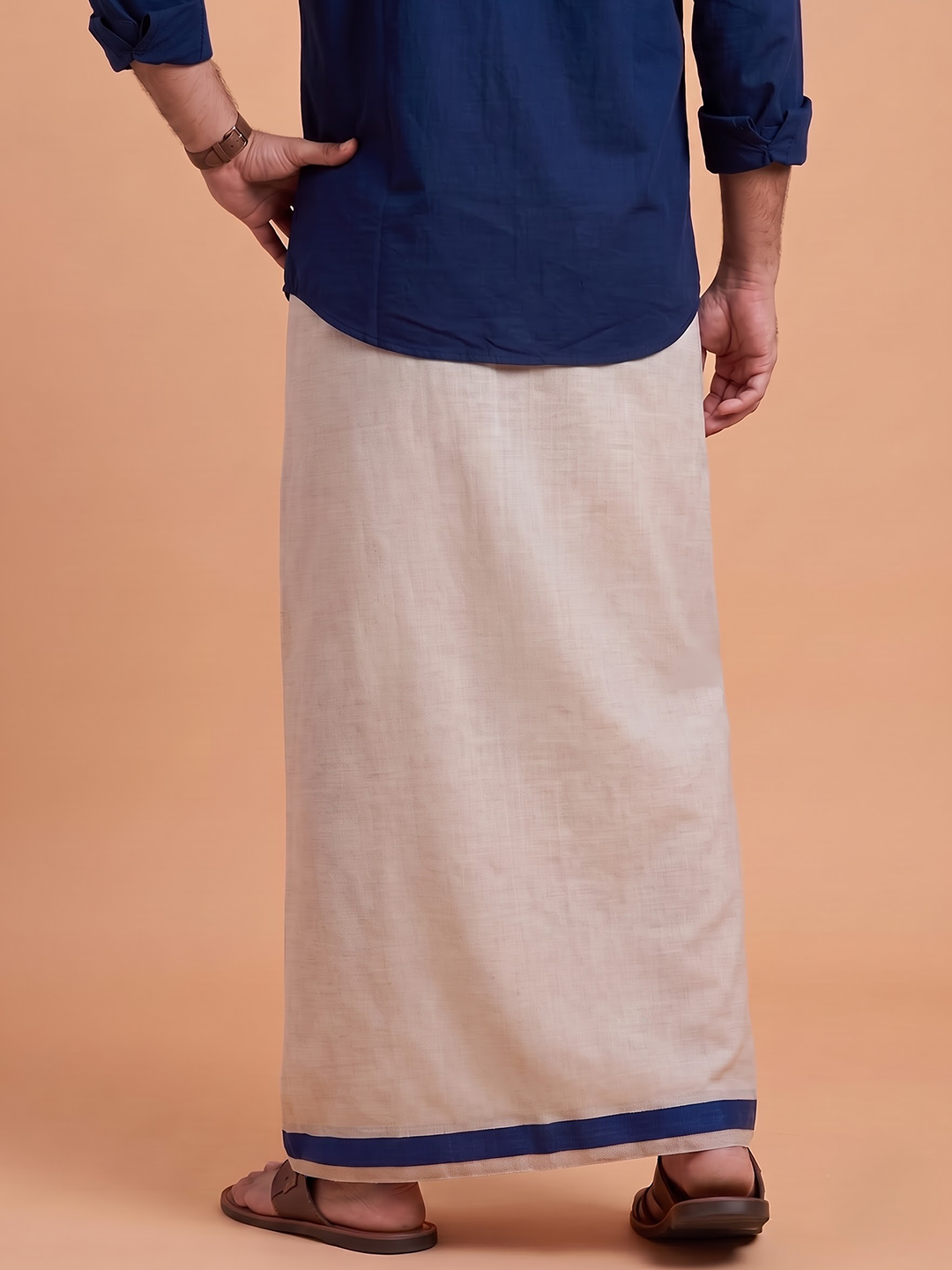 Single Layer Tissue Dhoti With Fancy Jari Border - EGCF02
