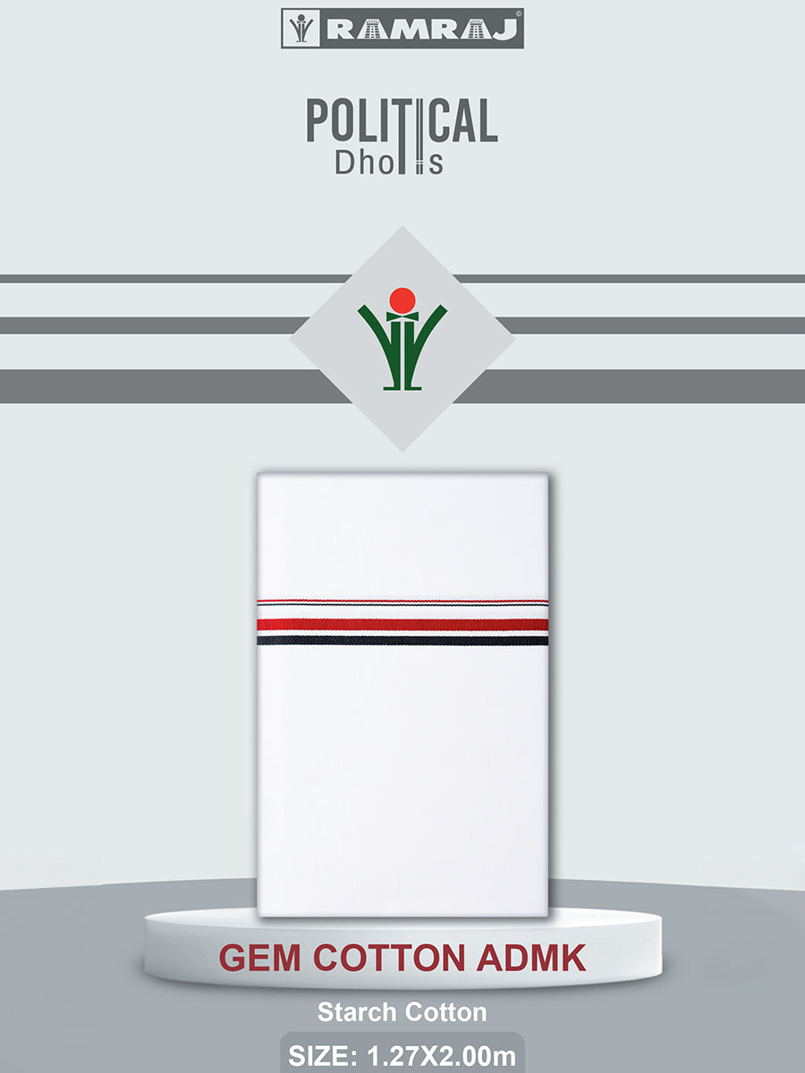 Men Starch Cotton Single Layer Political Dhoti Gem ADMK