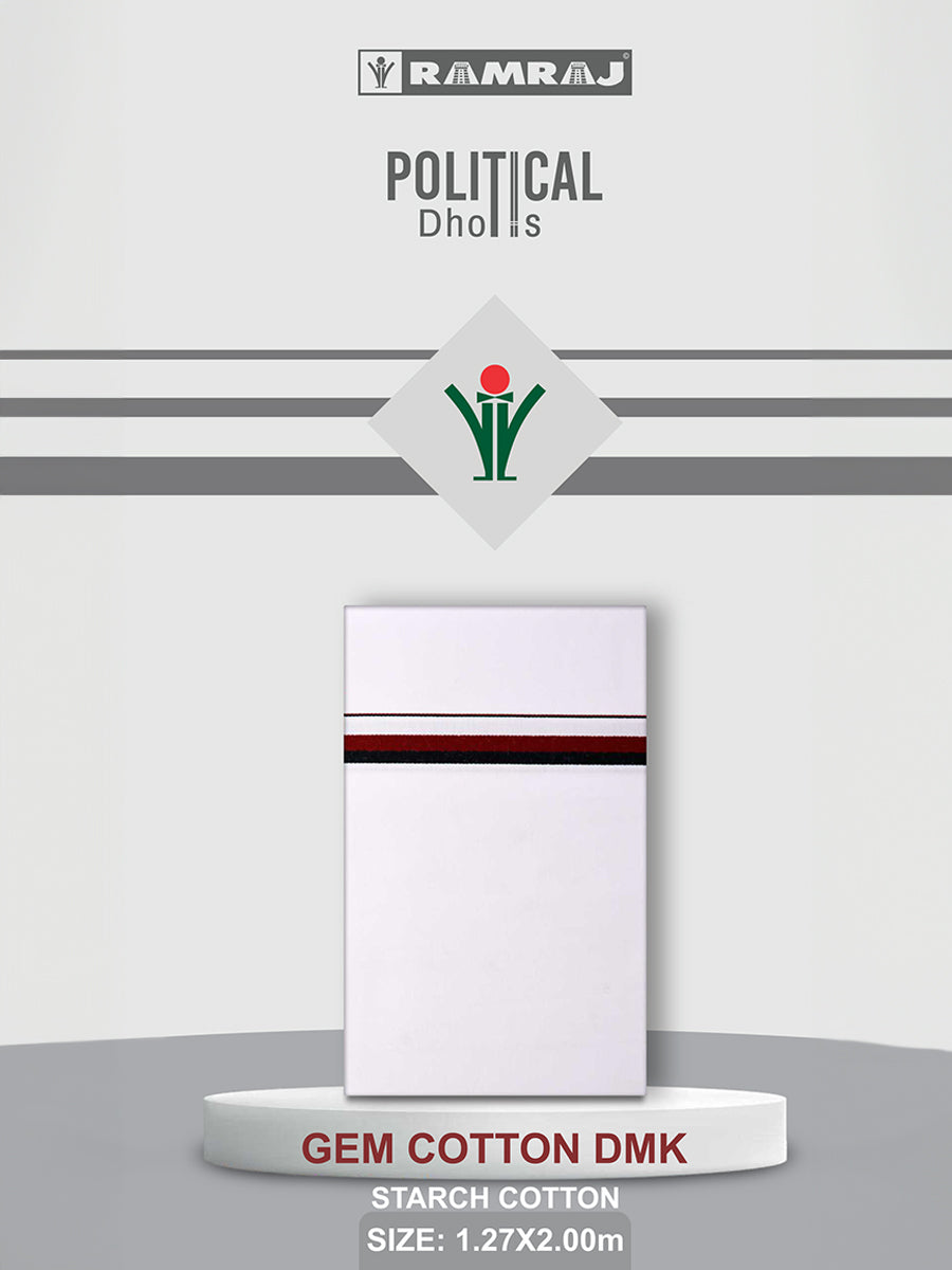 Men Starch Cotton Single Layer Political Dhoti DMK