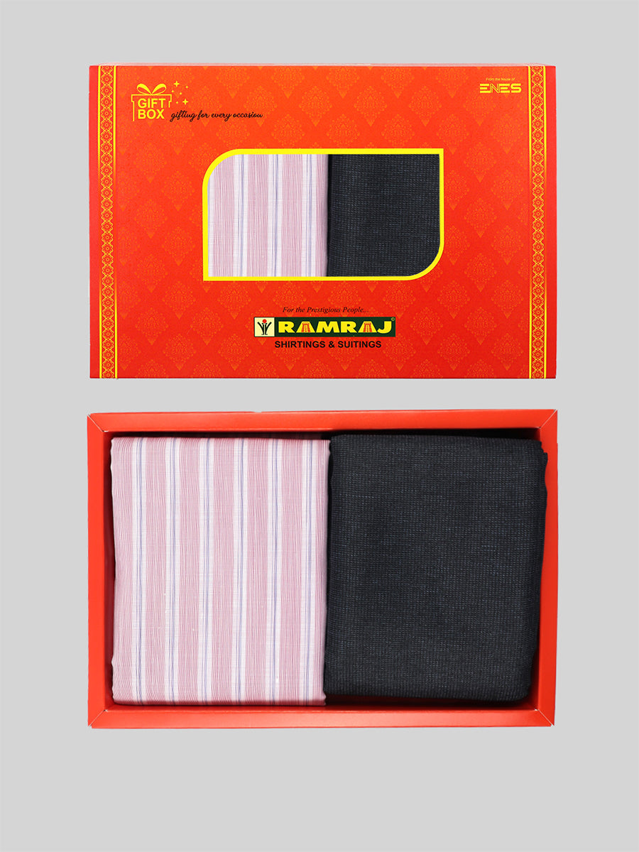 Cotton Blend Stripe Shirting & Suiting Gift Box Combo GL109-Advert