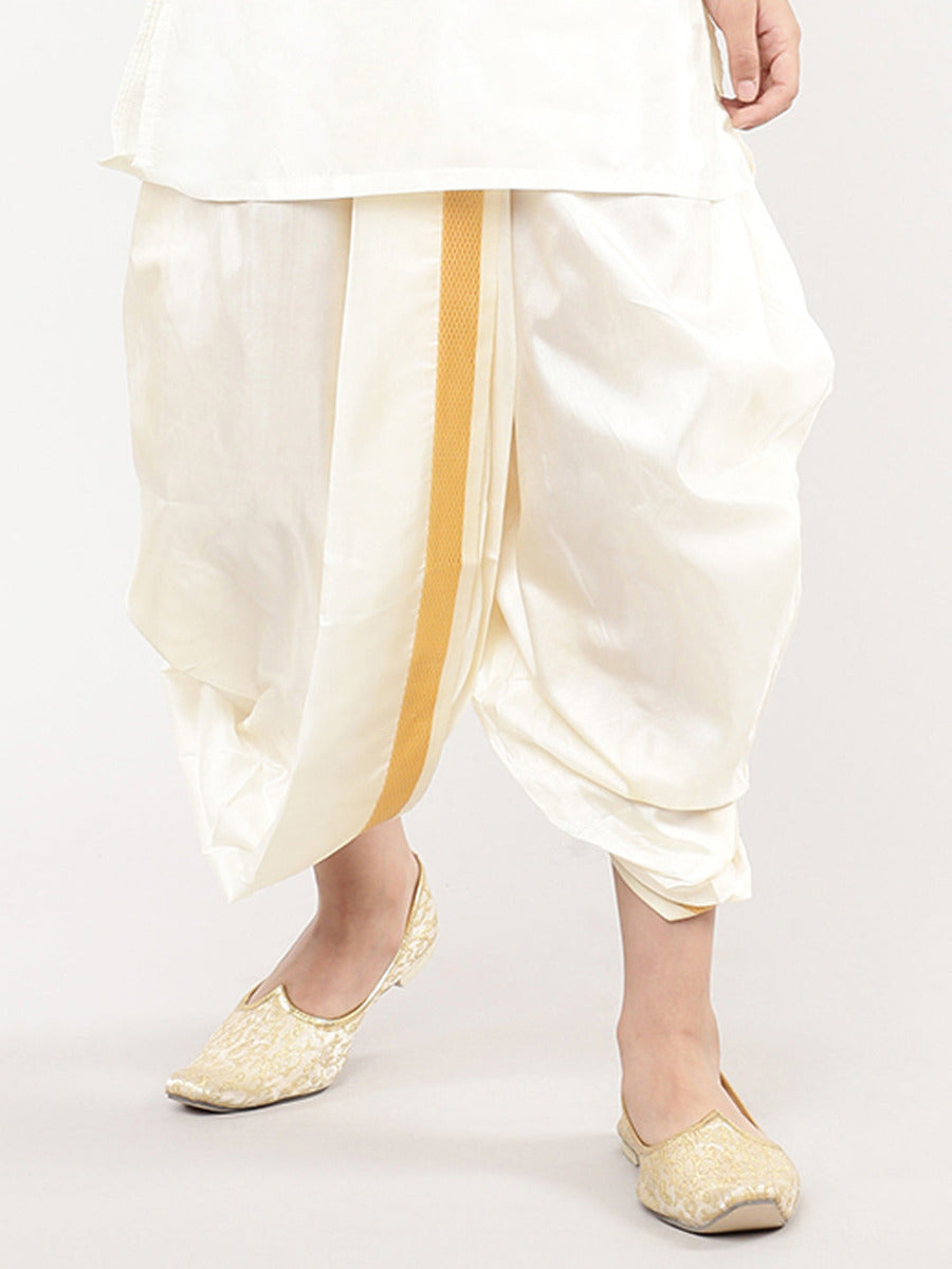 Boys Soft Silk Cream Readymade Panchakacham