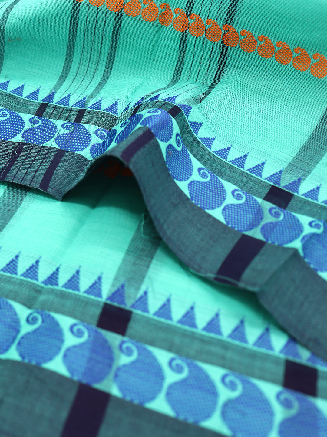 Women Teal Green Checks Pure Chettinad Cotton Saree PCS219