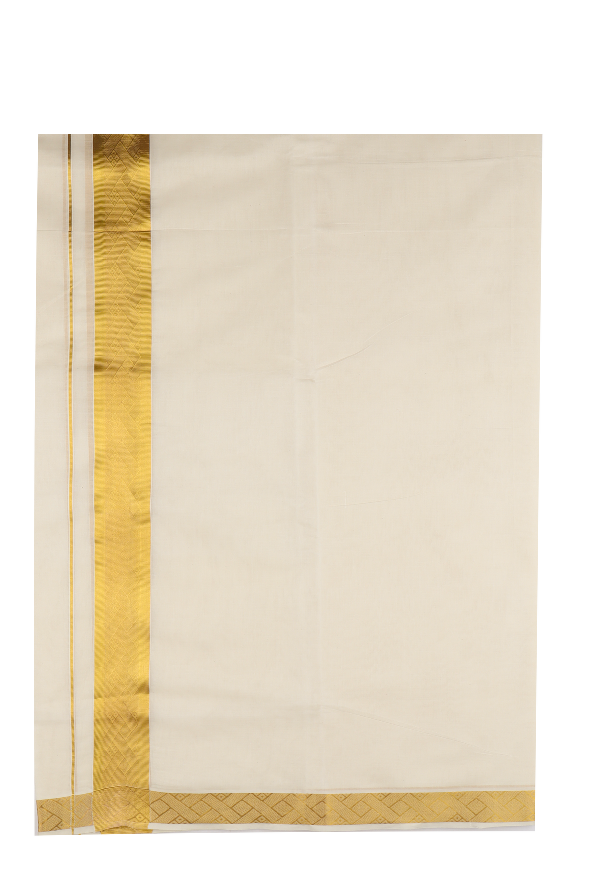 Double Layer Premium Handloom Dhoti Gold Jari Border HLM06