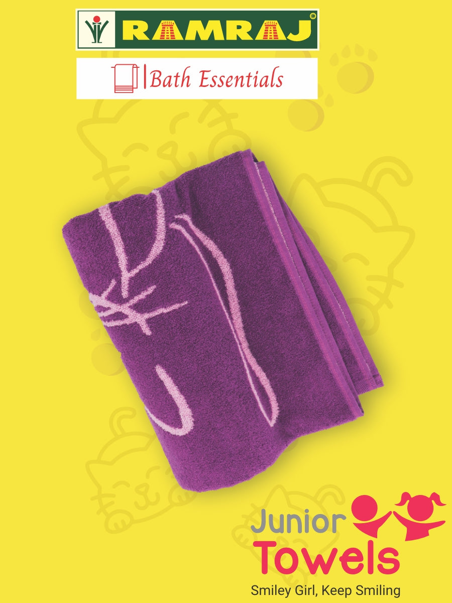 100% Premium Cotton Soft & Absorbent Purple Colour Junior Girls Bath Towel Cat