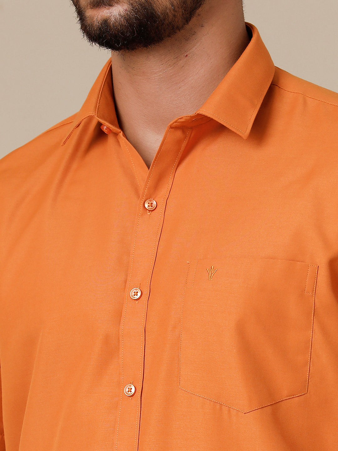 Men Devotional Half Sleeves Shirt & Dhoti Combo Kaavi