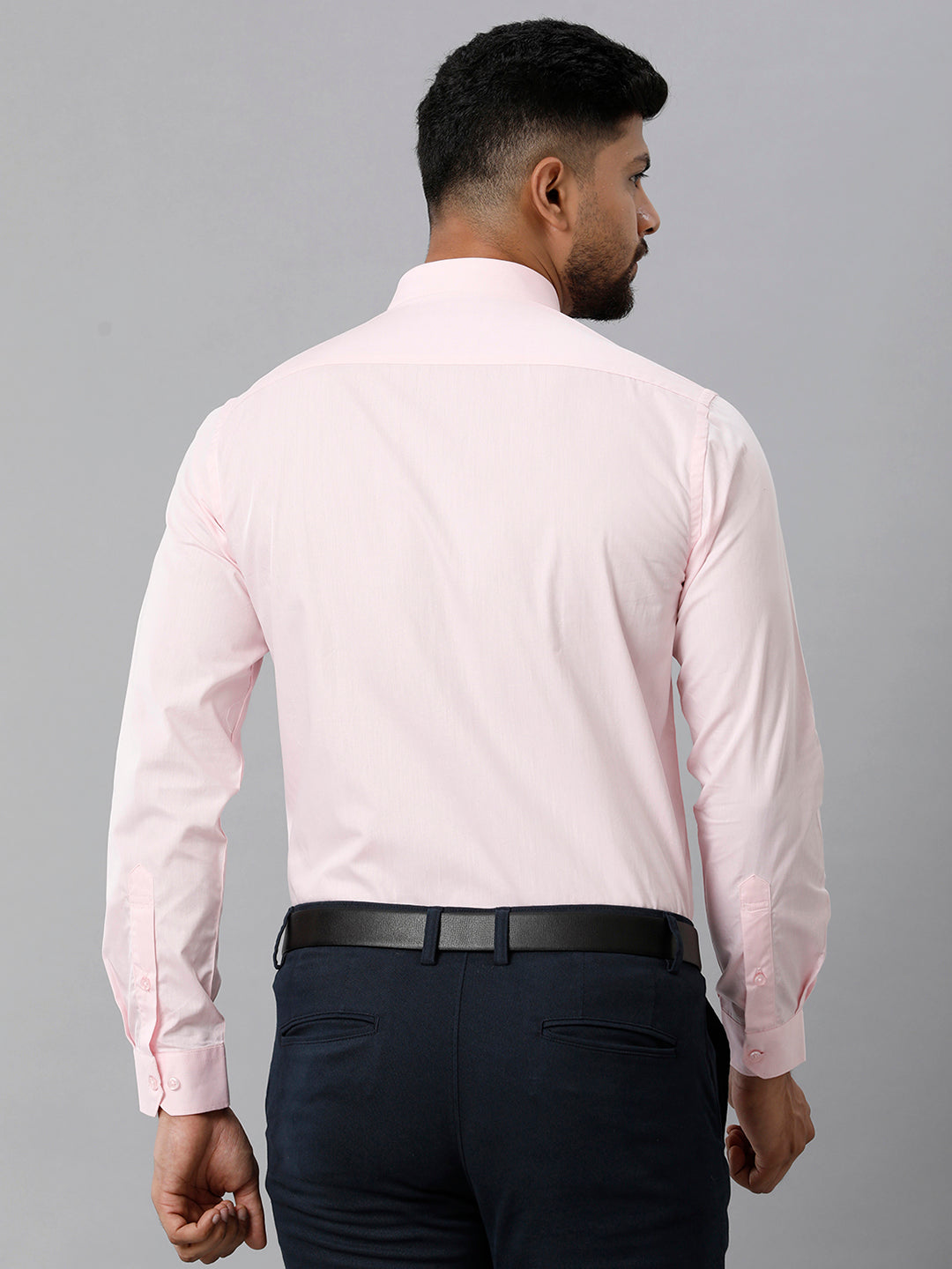 Mens Premium Cotton Formal Shirt Full Sleeves Light Pink MH G115-Back view