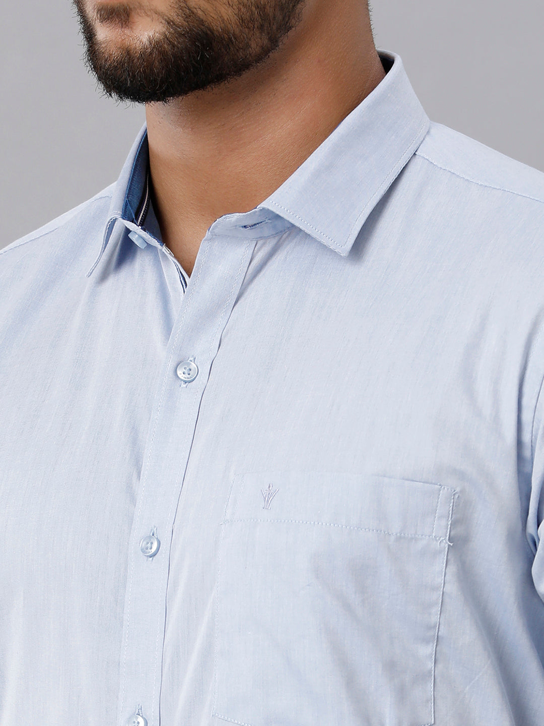Mens Premium Cotton Formal Shirt Half Sleeves Blue MH G119-Zoom view