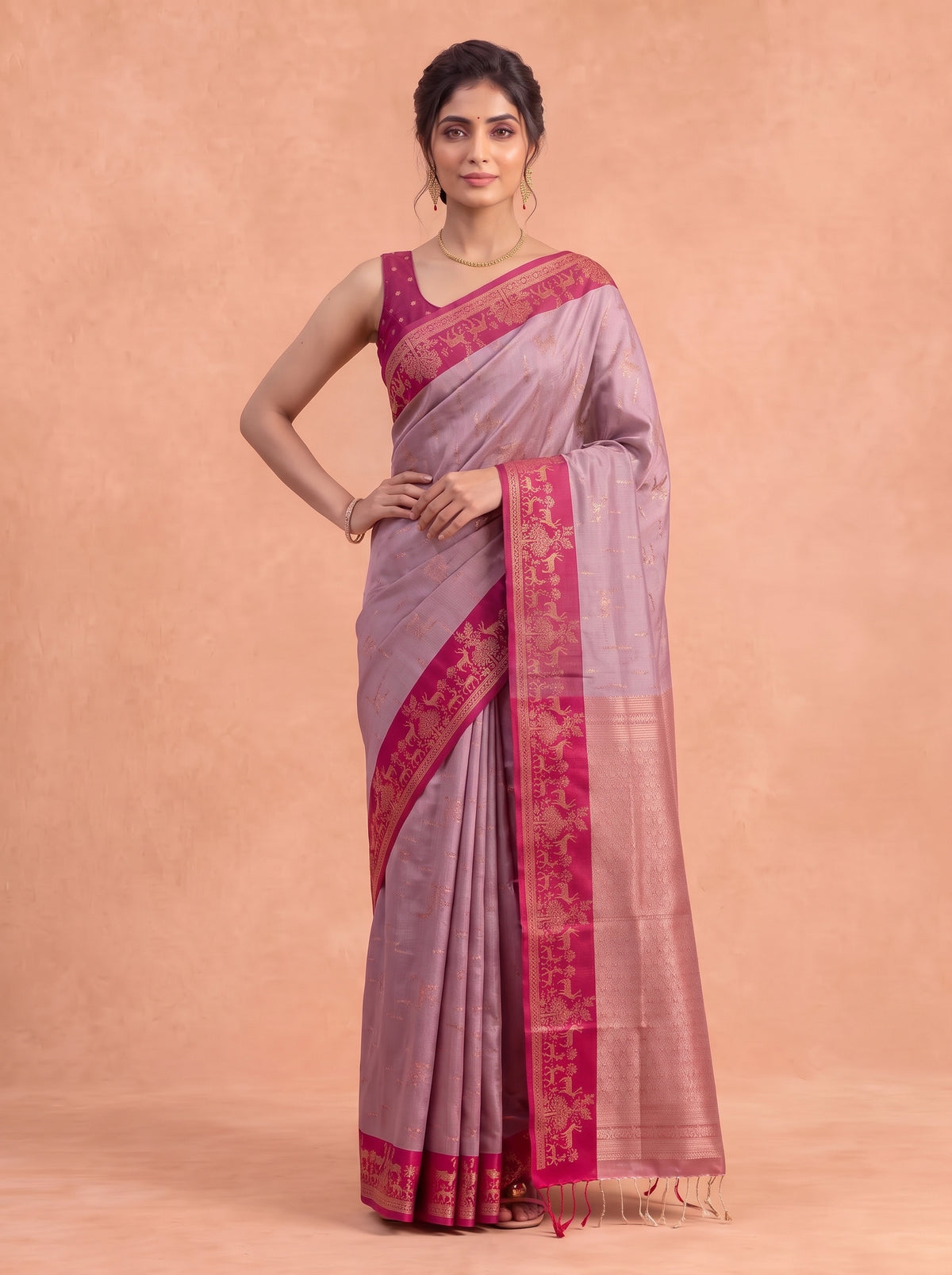 Women Soft Silk Faded Rose Saree SS480