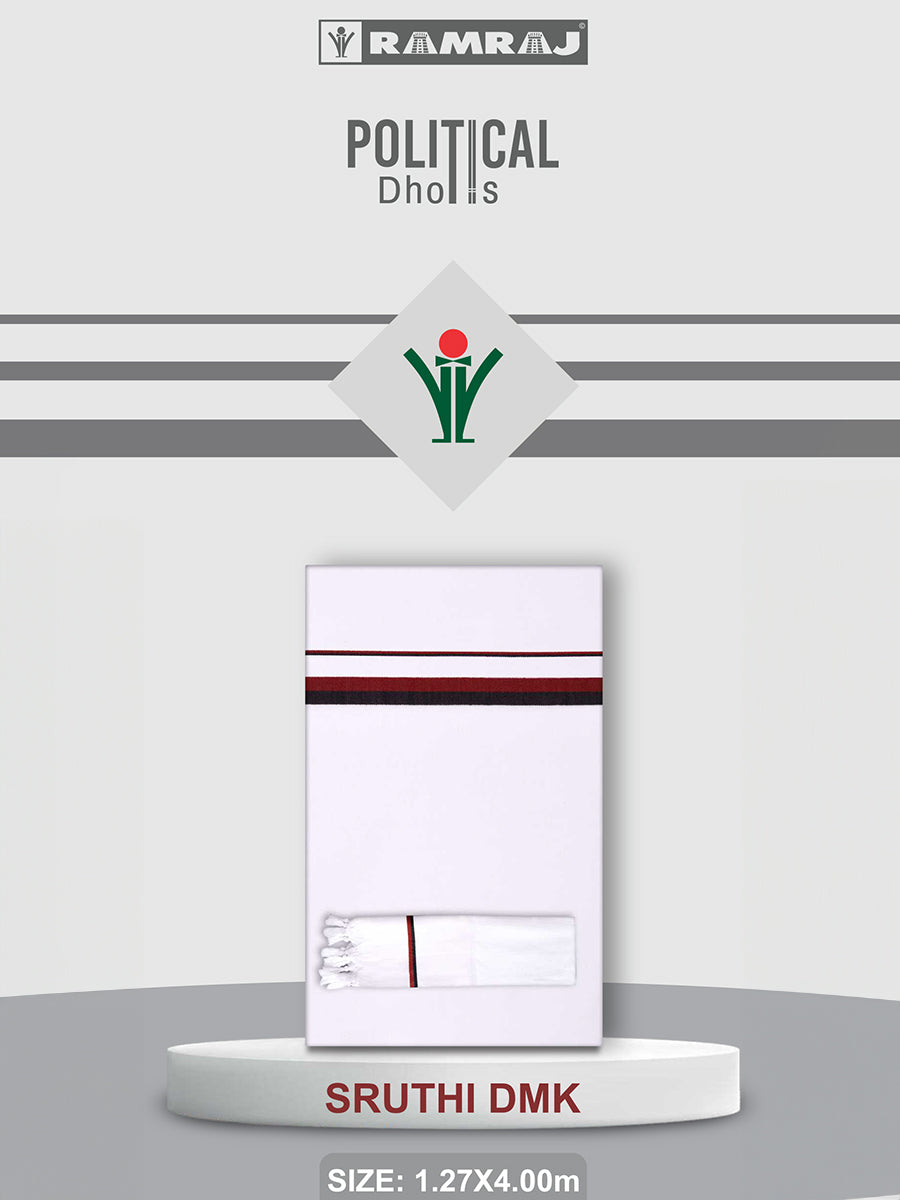 Men 100% Cotton Double Layer Political Dhoti & Towel Set Sruthi DMK