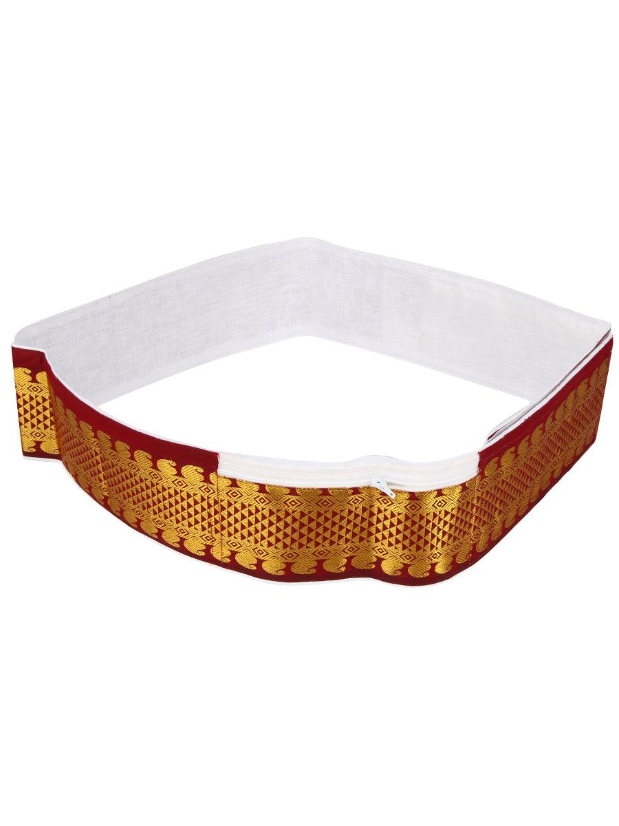 Acharya Belt With Pouch Fancy -  Ramraj Cotton -Maroon view