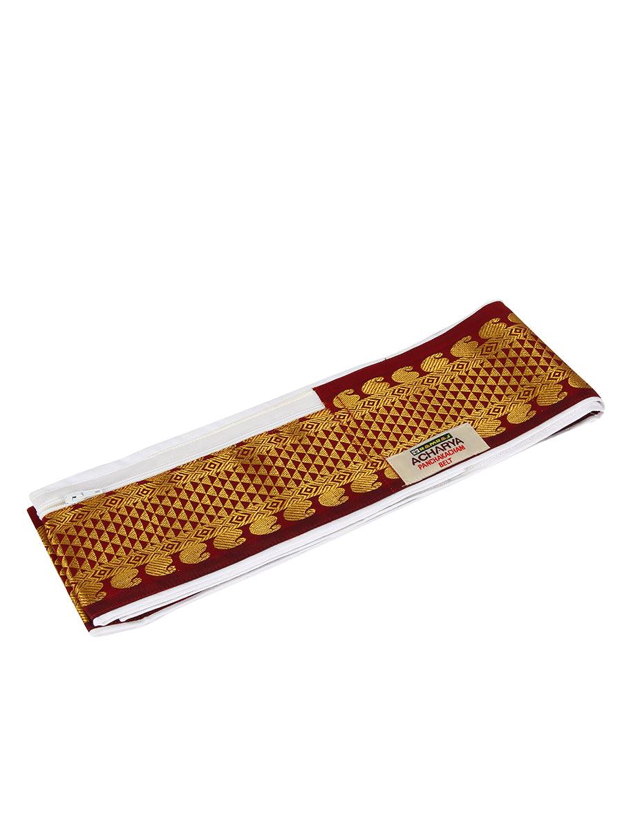 Acharya Belt With Pouch Fancy -  Ramraj Cotton -Maroon