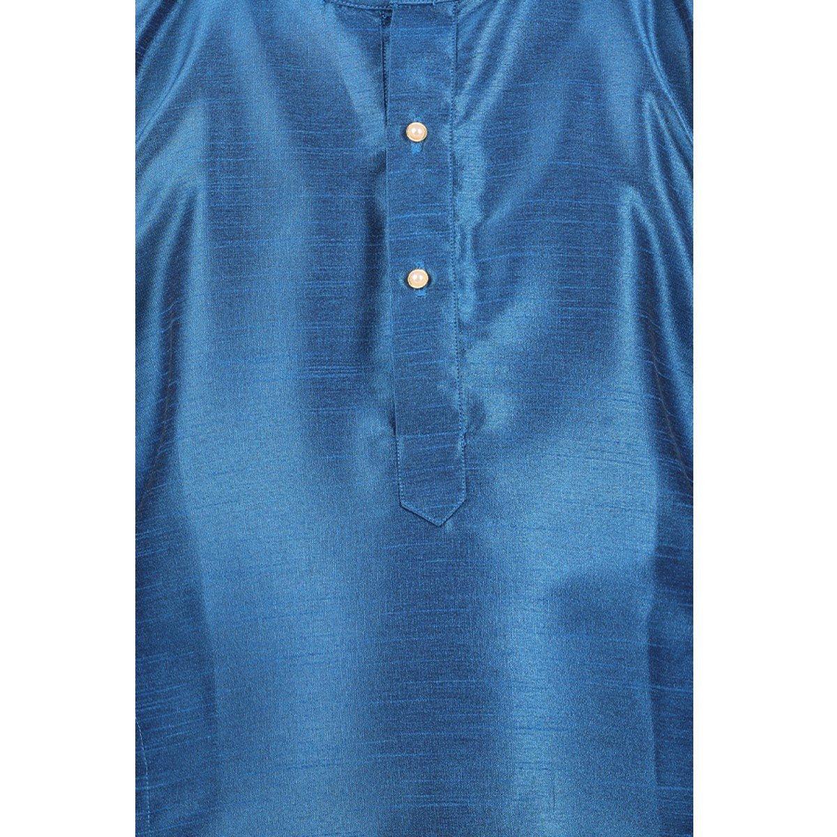 Boys Slub Kurta Panchakacham Set Sapphire Blue -  Ramraj Cotton-Zoom view