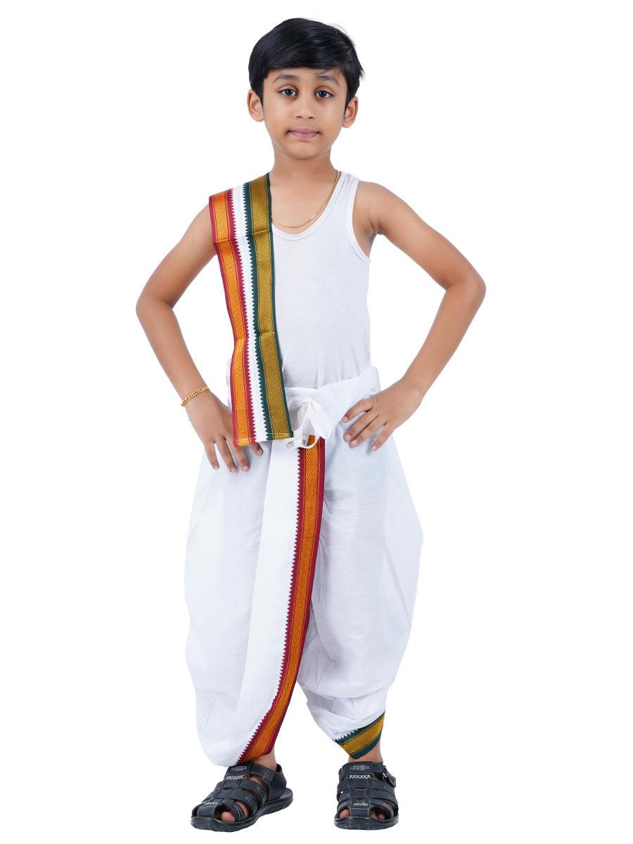 Boys Mayilkhan Panchakacham Dhoti + Towel Set -  Ramraj Cotton