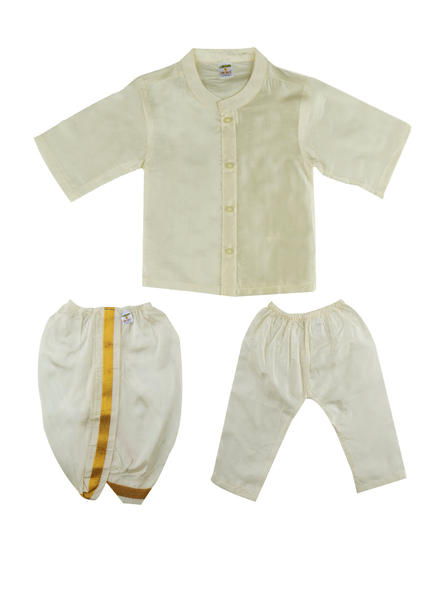 Newborn Baby Traditional Set Soft Silk Cream