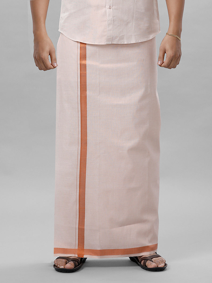 Mens Single Copper Tissue Dhoti with Jari 1" Extreme Copper