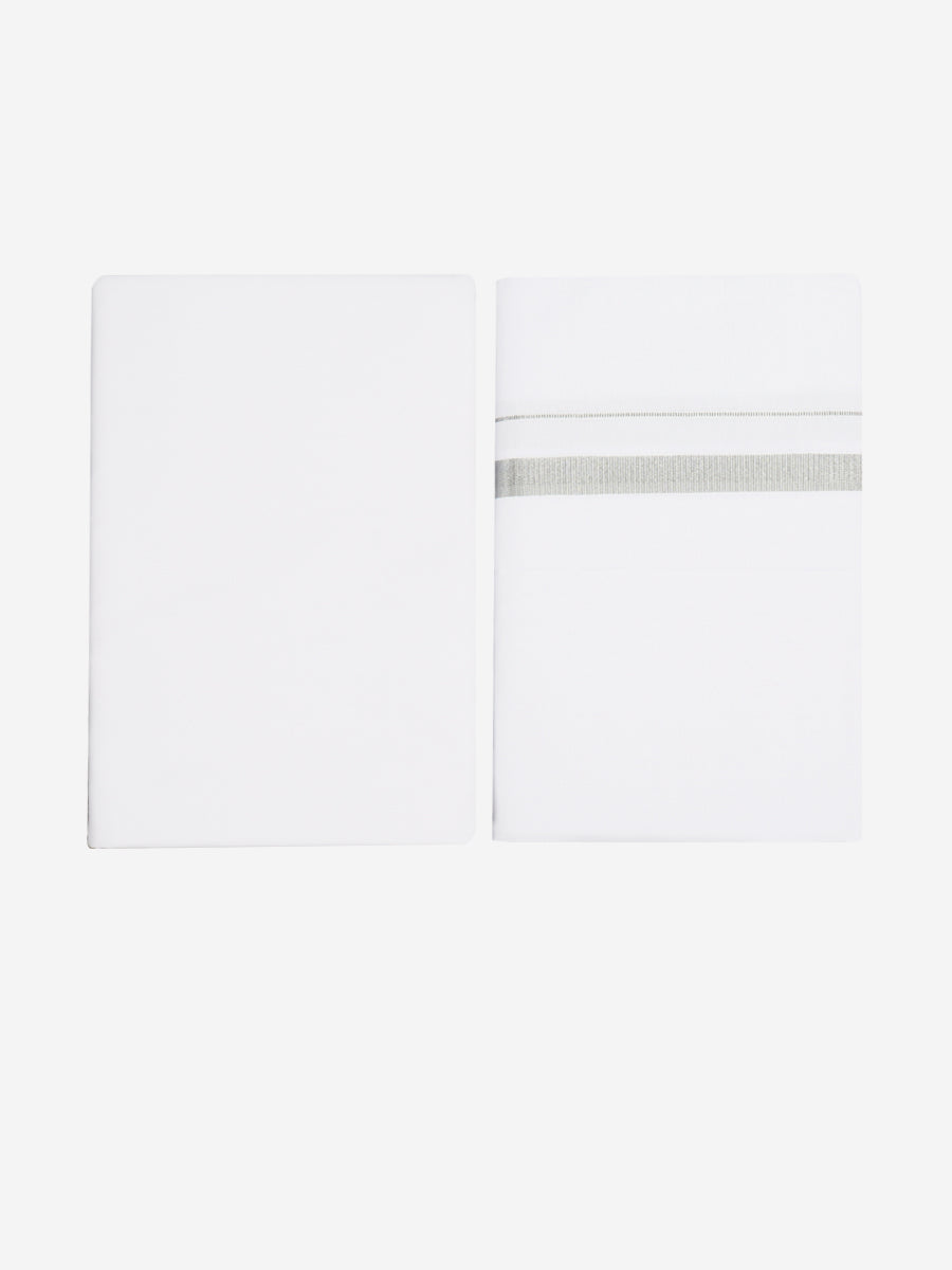 Men White Shirting with 3/4" inch Silver Jari Border Single Layer Dhoti Oscar