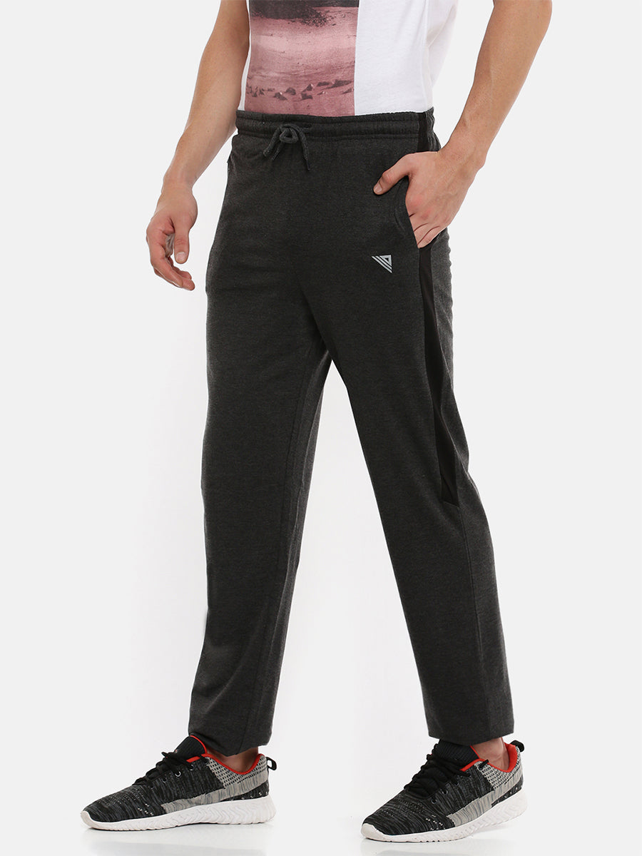 Super Combed Cotton Side Sew Panel Smart Fit Trackpants Charcoal-side view