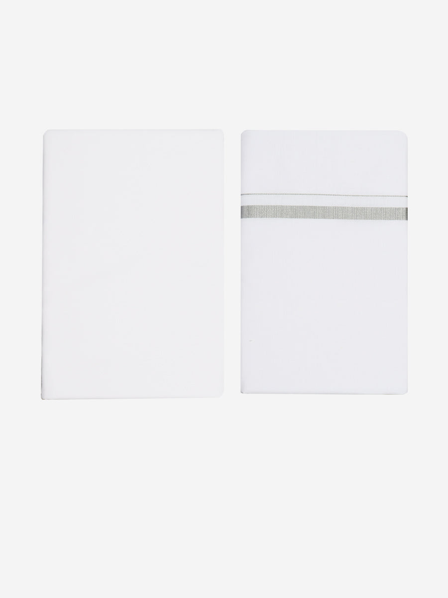 Men White Shirting with 1/2" inch Silver Jari Border Single Layer Dhoti Oscar