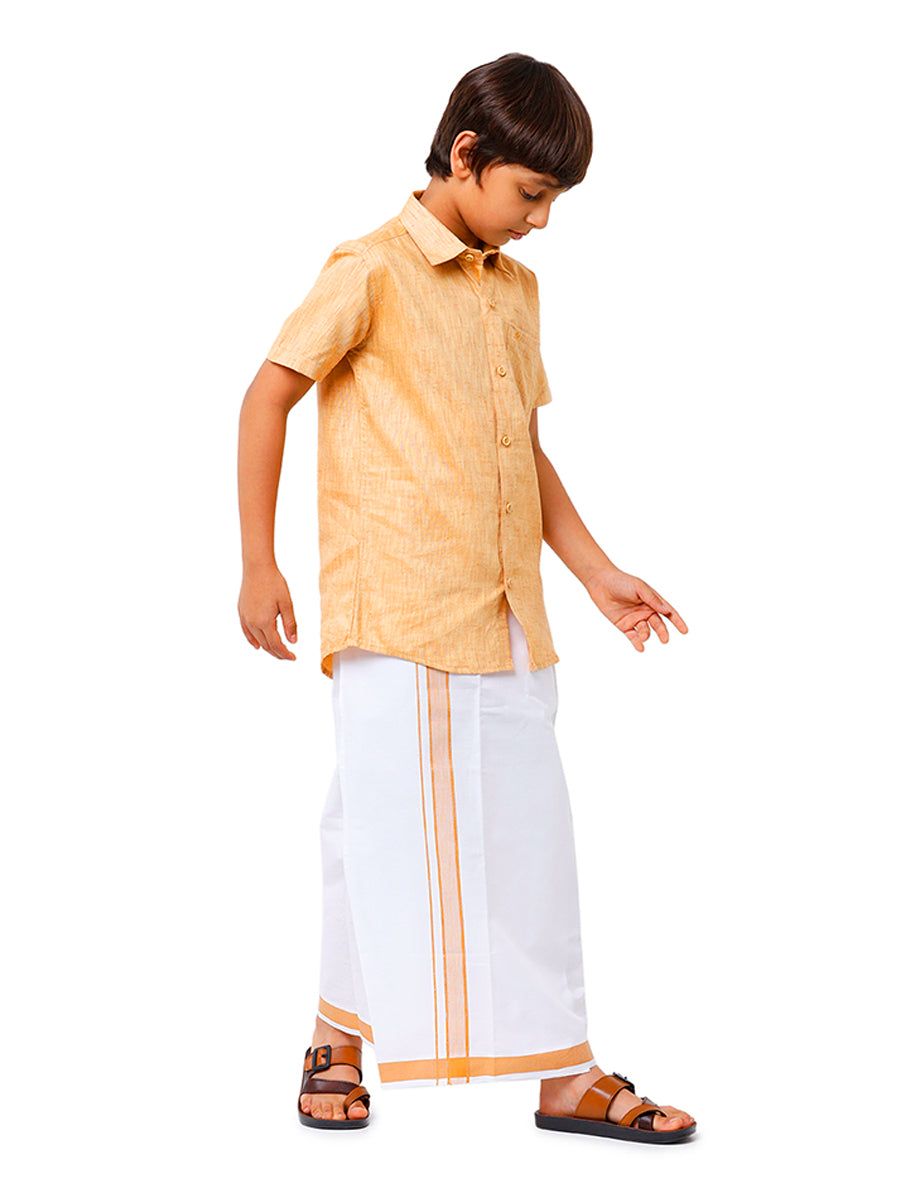 Boys Matching Dhoti & Shirt Combo Mustard C1-Side view