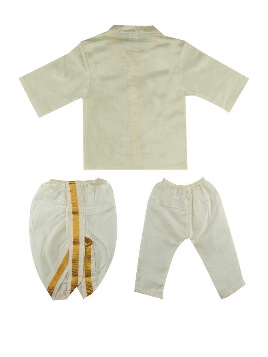 Newborn Baby Traditional Set Soft Silk Cream-Back view