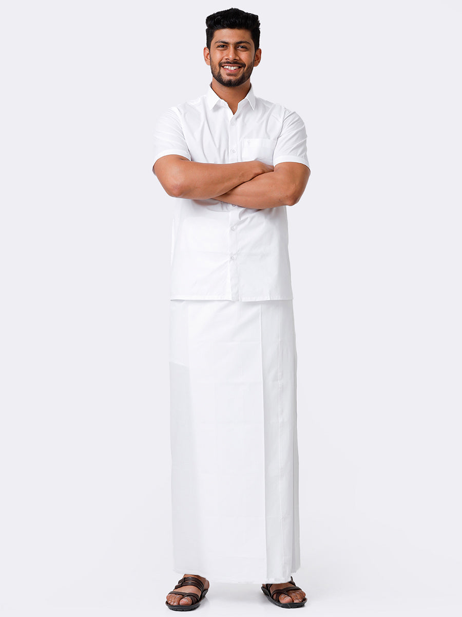 Men 100% Cotton Single Layer Stitched Prayer Dhoti with Small Border AL Mashoor