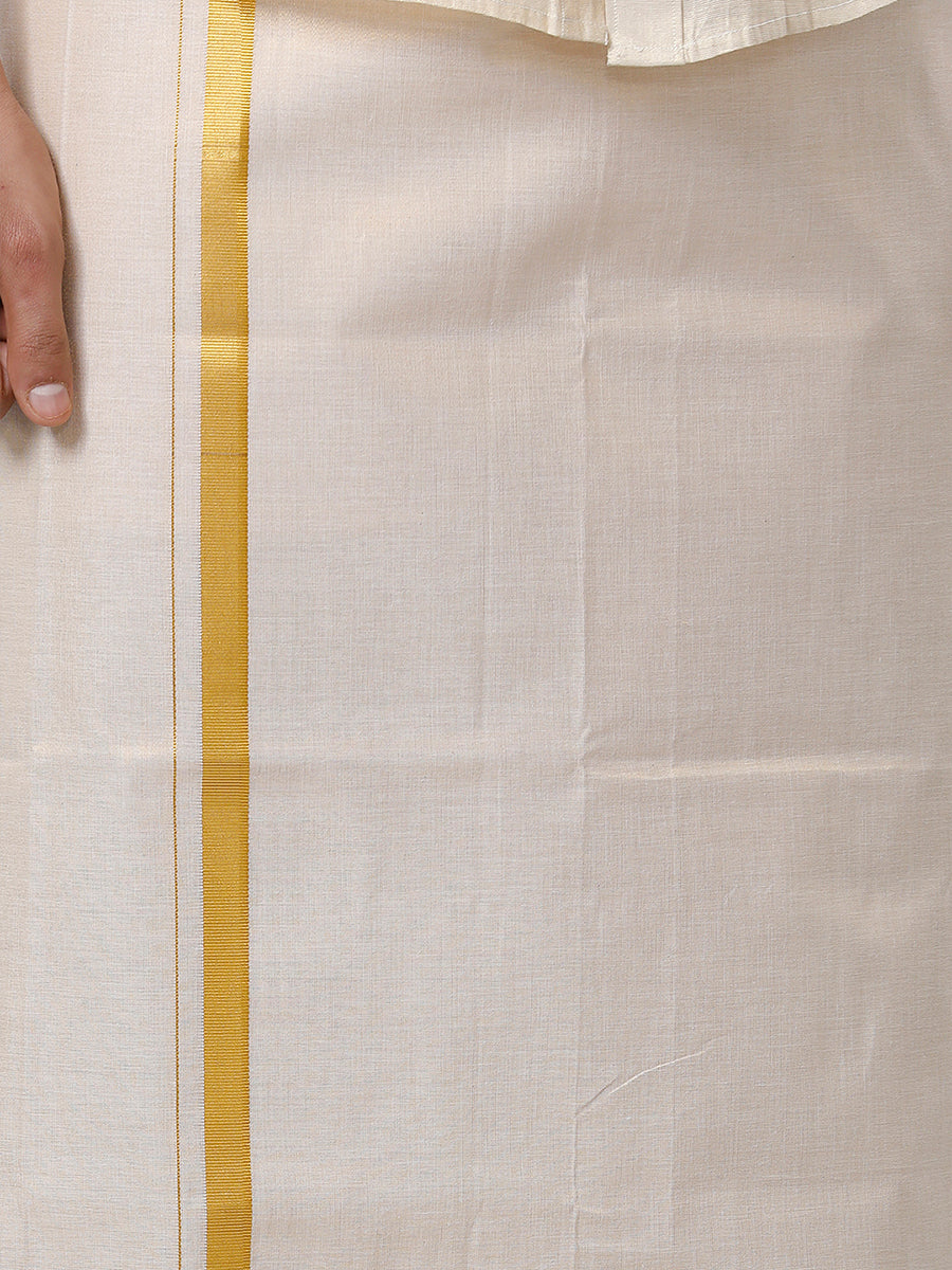 Mens Single Gold Tissue Dhoti with Jari 3/4" Extreme Gold-Zoom view