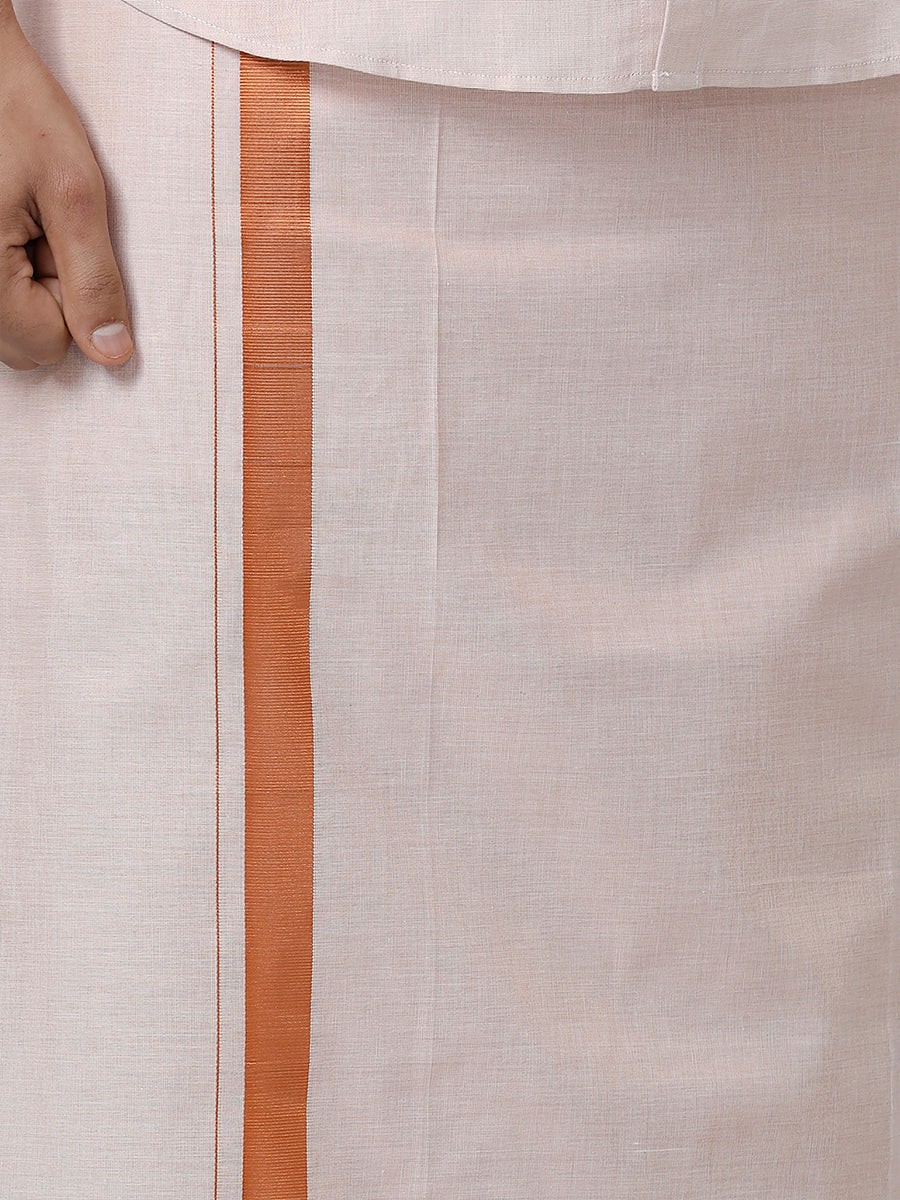 Mens Single Copper Tissue Dhoti with Jari 1" Extreme Copper-Zoom view