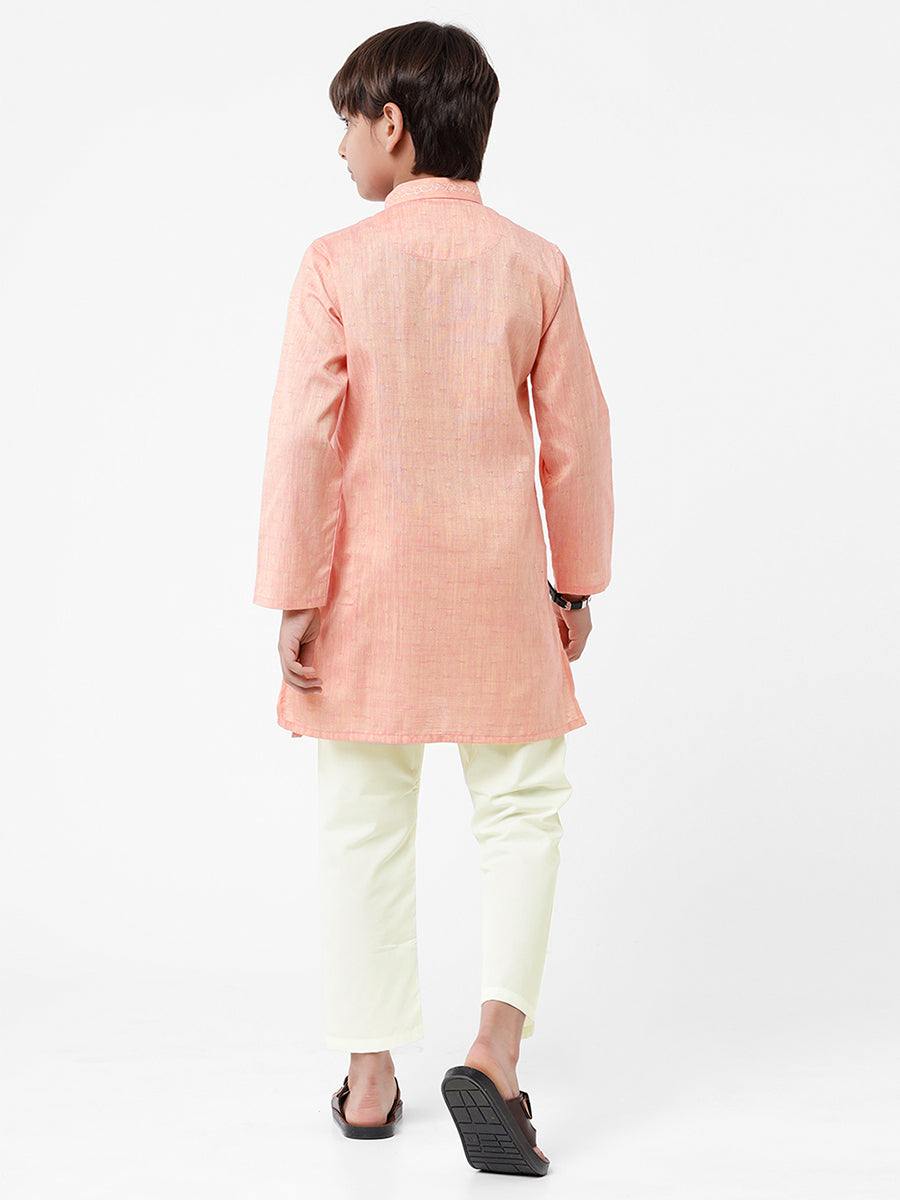 Boys Best Kurta Pyjama Set Pink-Back view