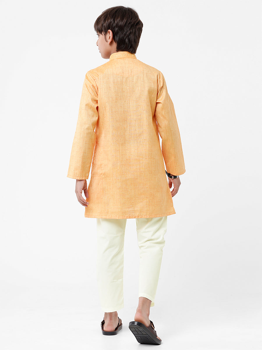 Boys Best Kurta  Pyjama Set Orange-Back view