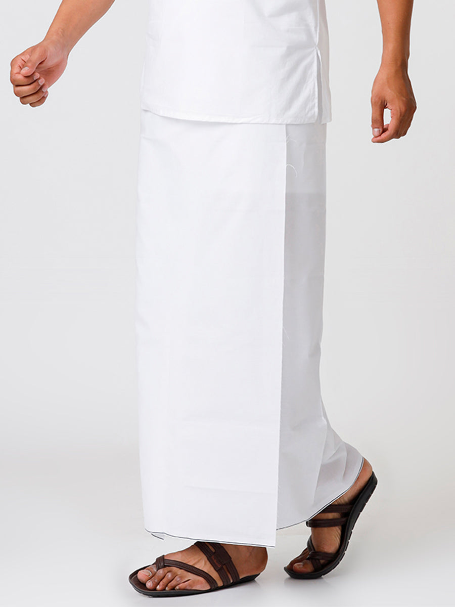 Mens Single White Prayer Dhoti Quba-Side view