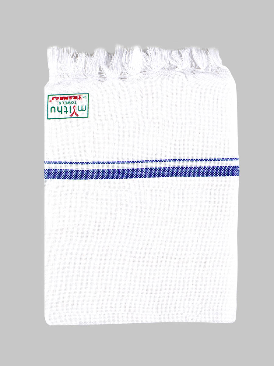 Cotton White Bath Towel NO4091 (2 PCs Pack)-Blue
