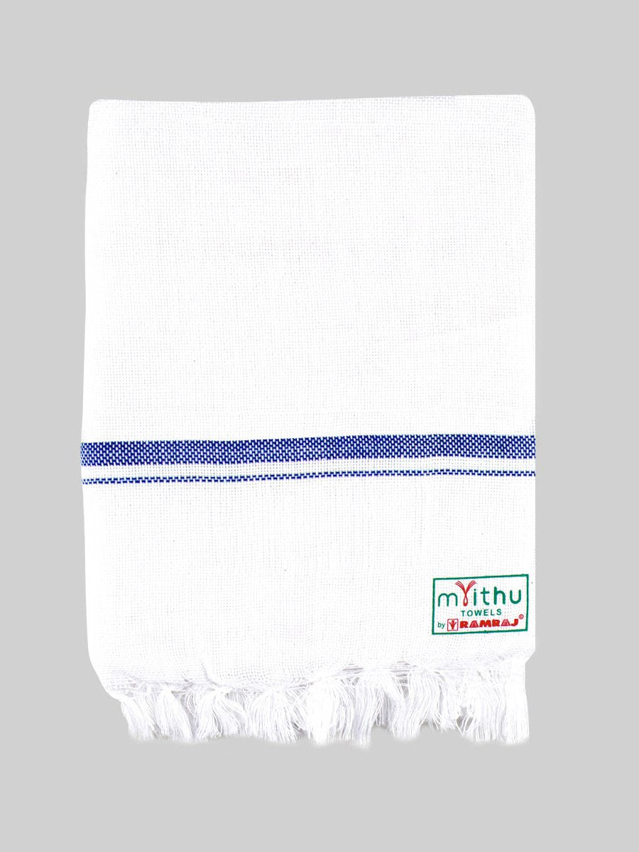 Cotton White Bath Towel NO4091 (2 PCs Pack)-Blue