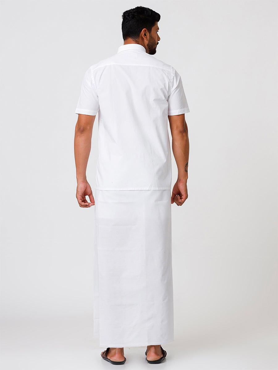 Mens 100% Cotton Prayer Dhoti with Shirting Set 2.25m Ihram-Back view