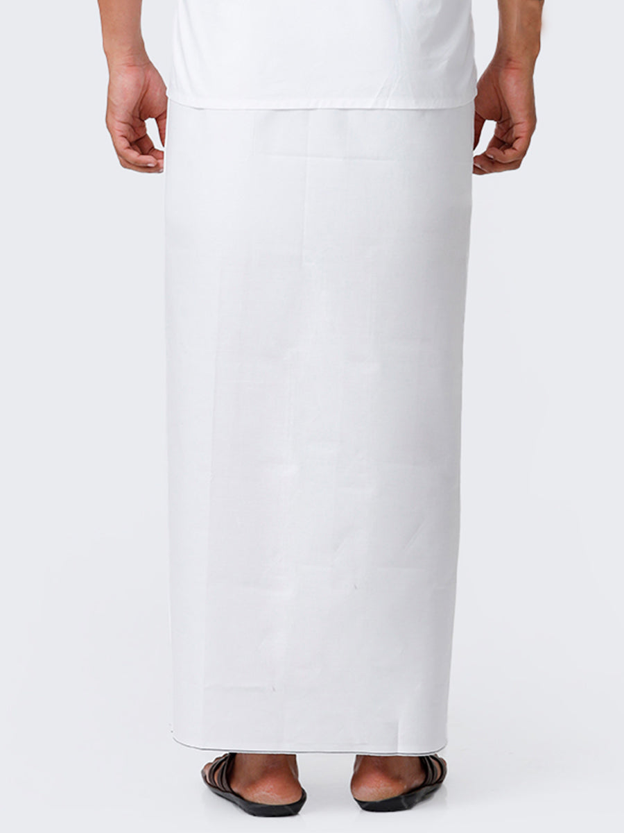 Mens Stitched 100% Cotton Prayer Single Dhoti White Al Noor-Back view