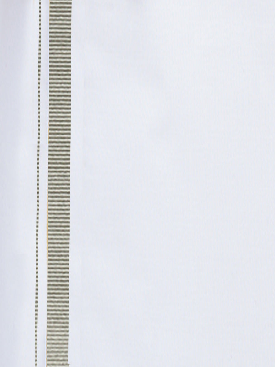 Men White Shirt with 3/4" Inch Jari Border Genxt Single Layer Dhoti Elegent 246