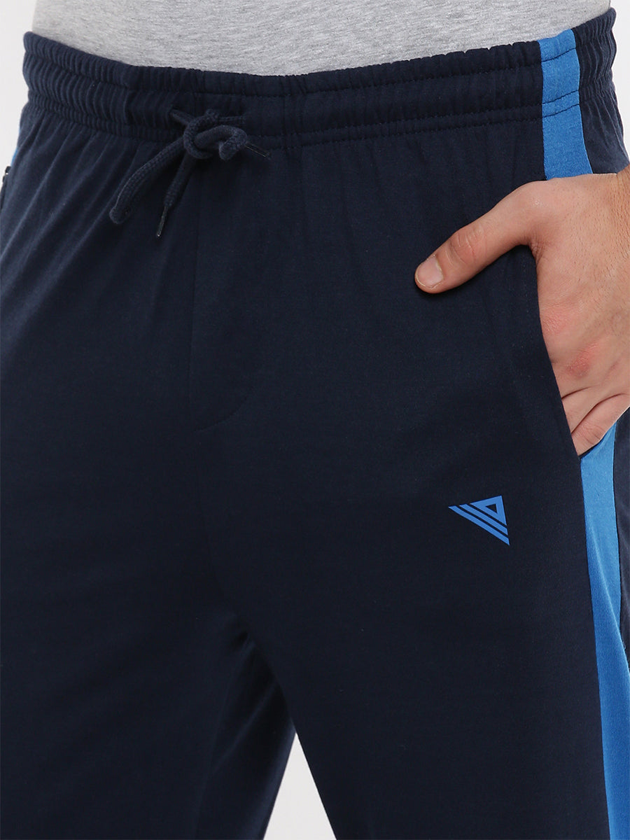 Super Combed Cotton Side Sew Panel Smart Fit Trackpants Navy-Zoom view