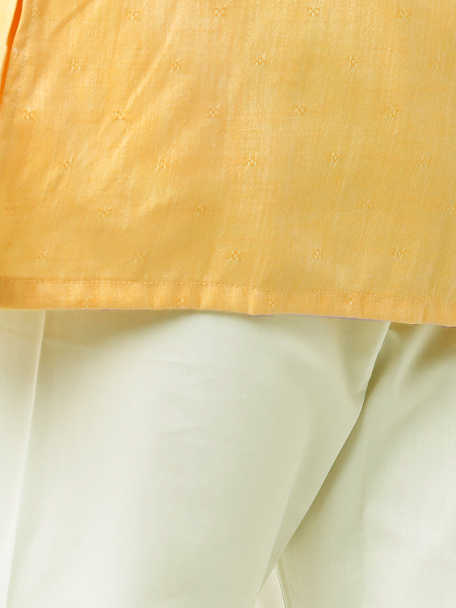 Boys Best Kurta Pyjama Set Yellow-Zoom view