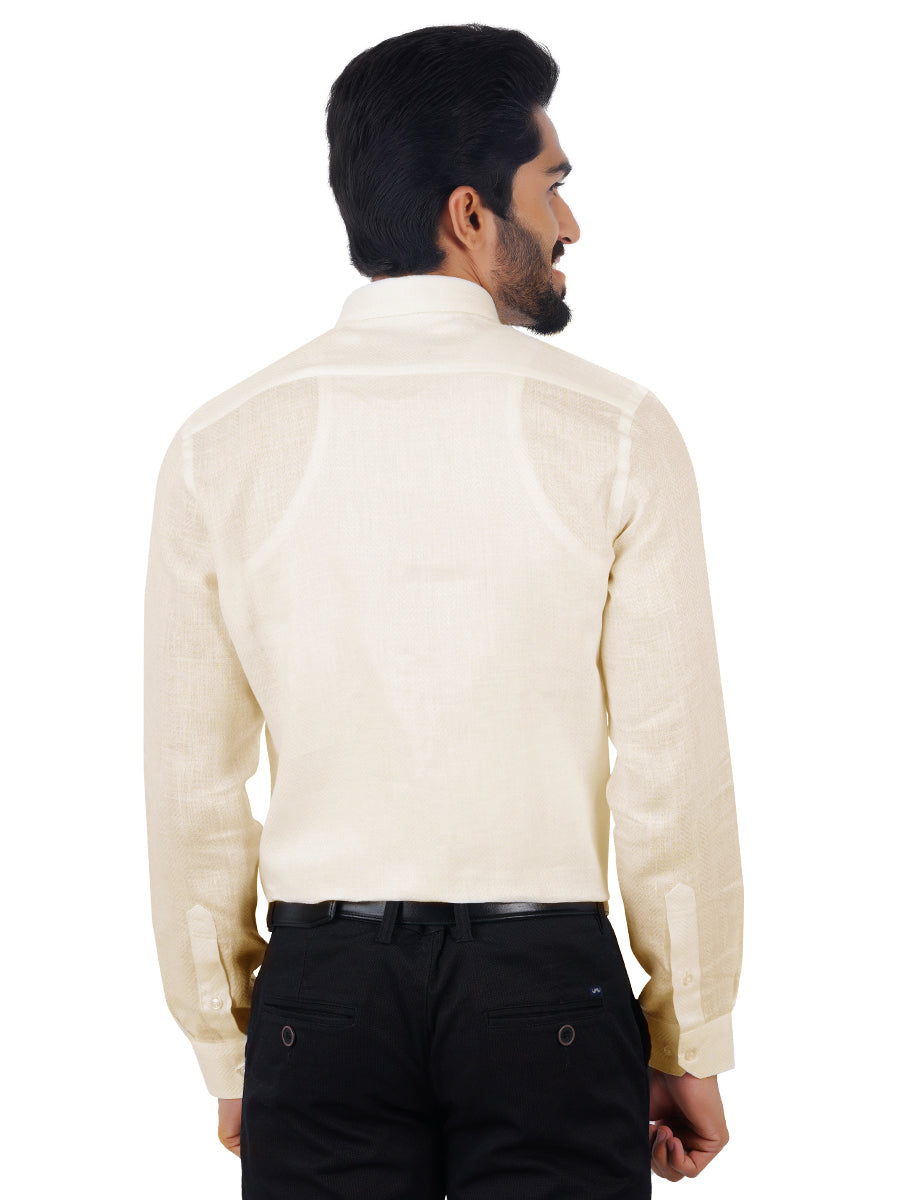 Mens Cotton Cream Shirt Full Sleeves Celebrity-Back view