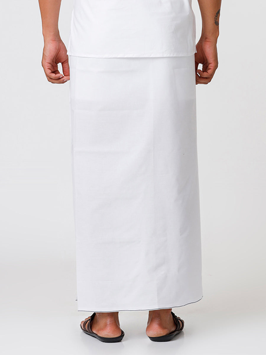 Mens Single White Prayer Dhoti Quba-Back view