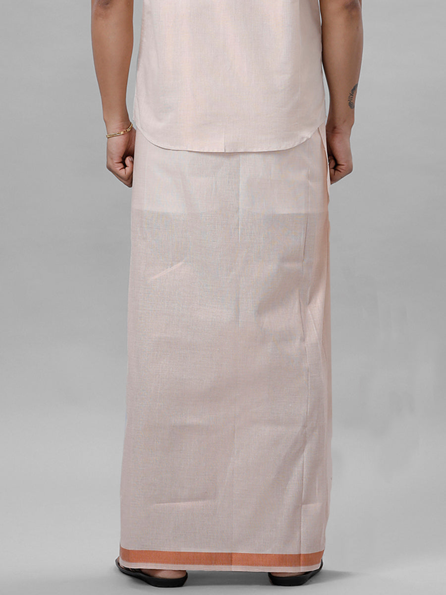 Mens Single Copper Tissue Dhoti with Jari 1" Extreme Copper-Back view