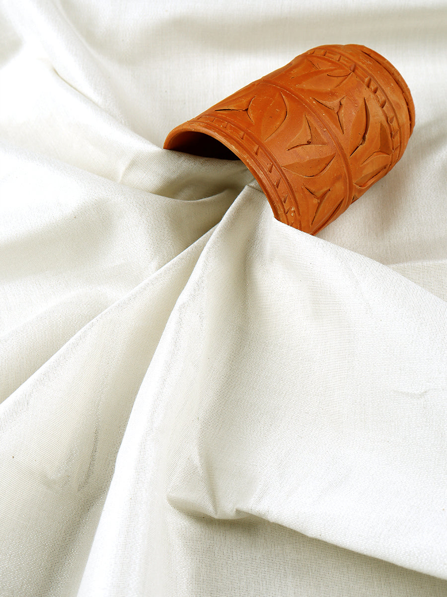Mens Tissue Unstitched Shirt & Dhoti Celebrity Set Silver-View two