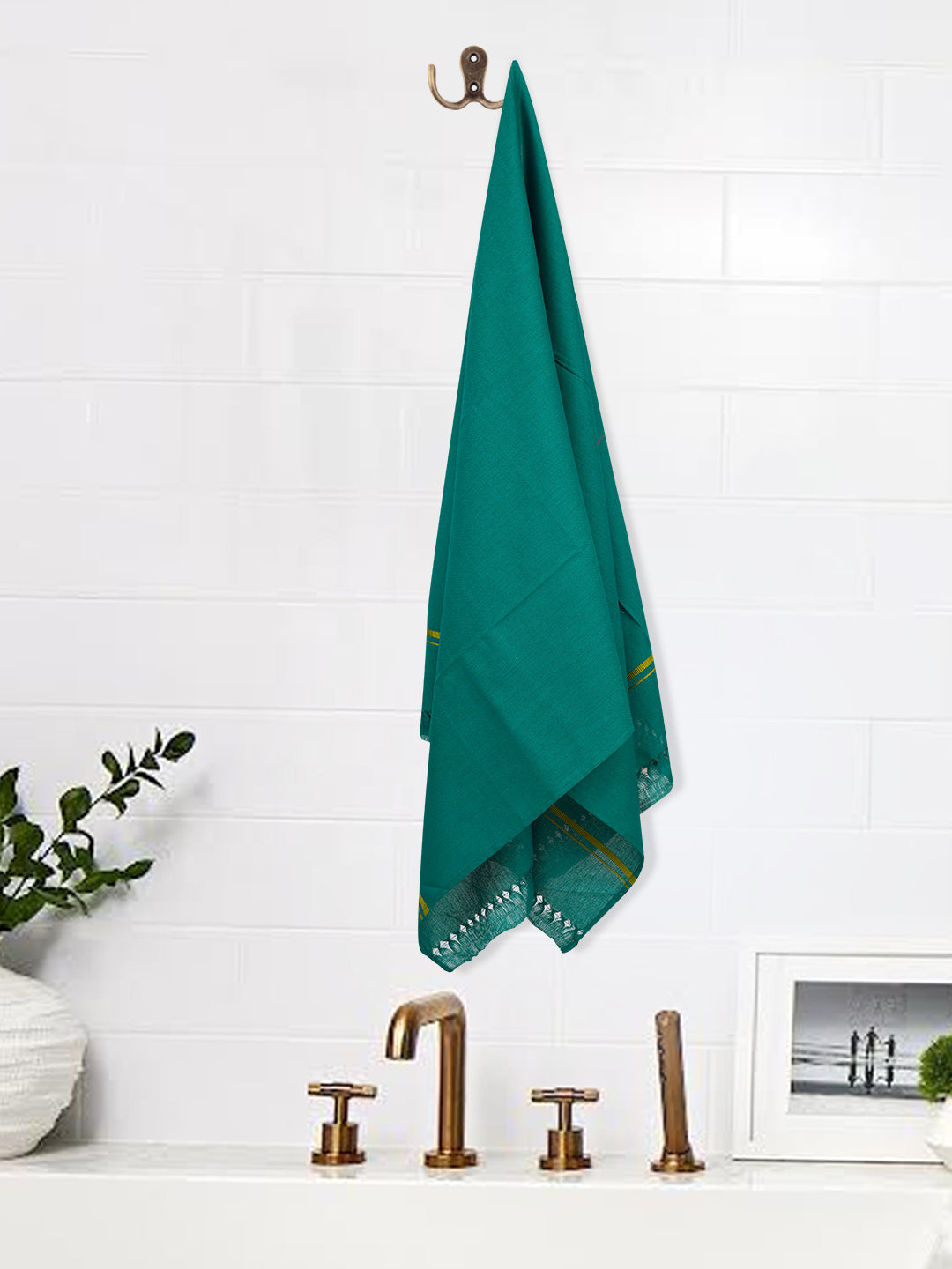 Assorted Border Devotional Towel Green Hariharan (Pack of 2)