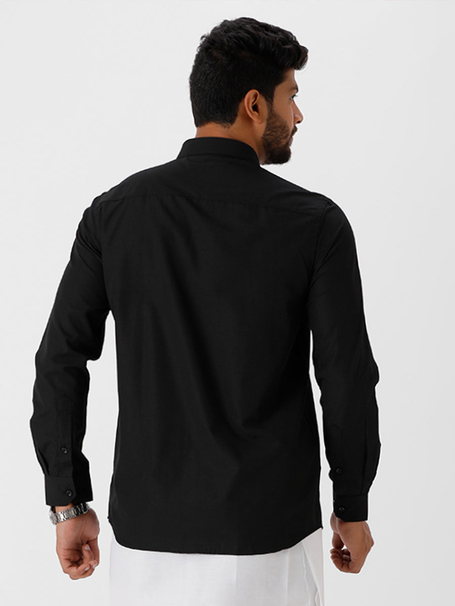 Mens Black and White Full Sleeves Shirt Combo-Back view black