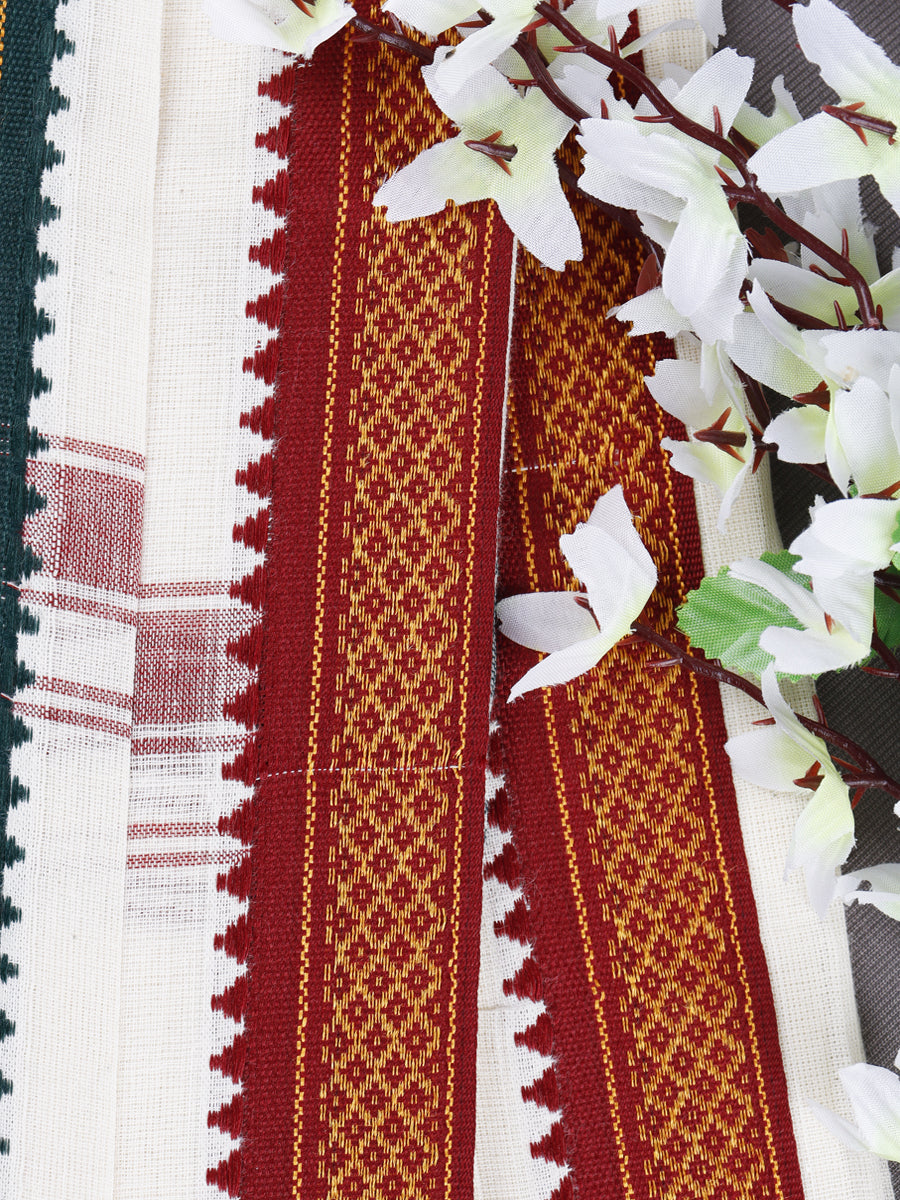 Mens Cotton White Pramatha Towel (2 Pcs Pack)-View four