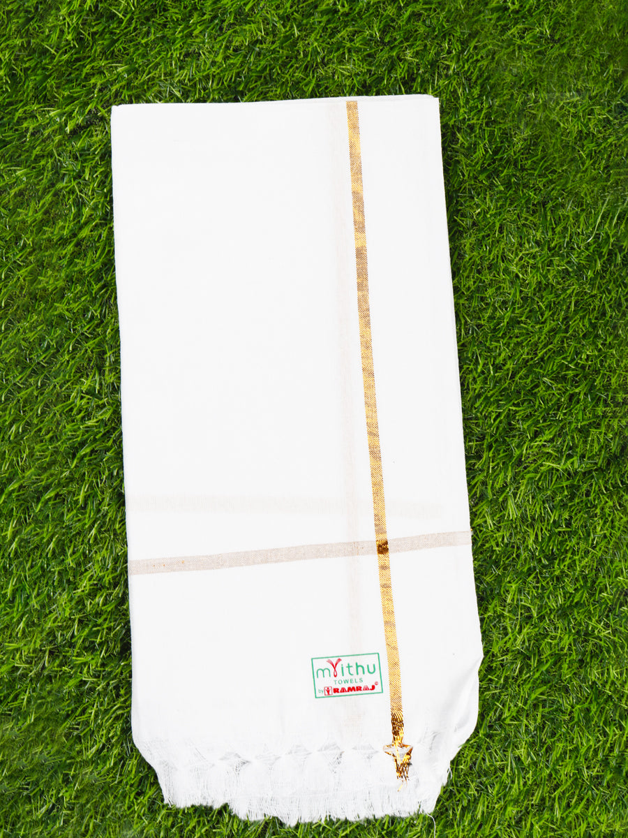 Cotton White Festival Bath Towel (2 Pcs Pack)-View three