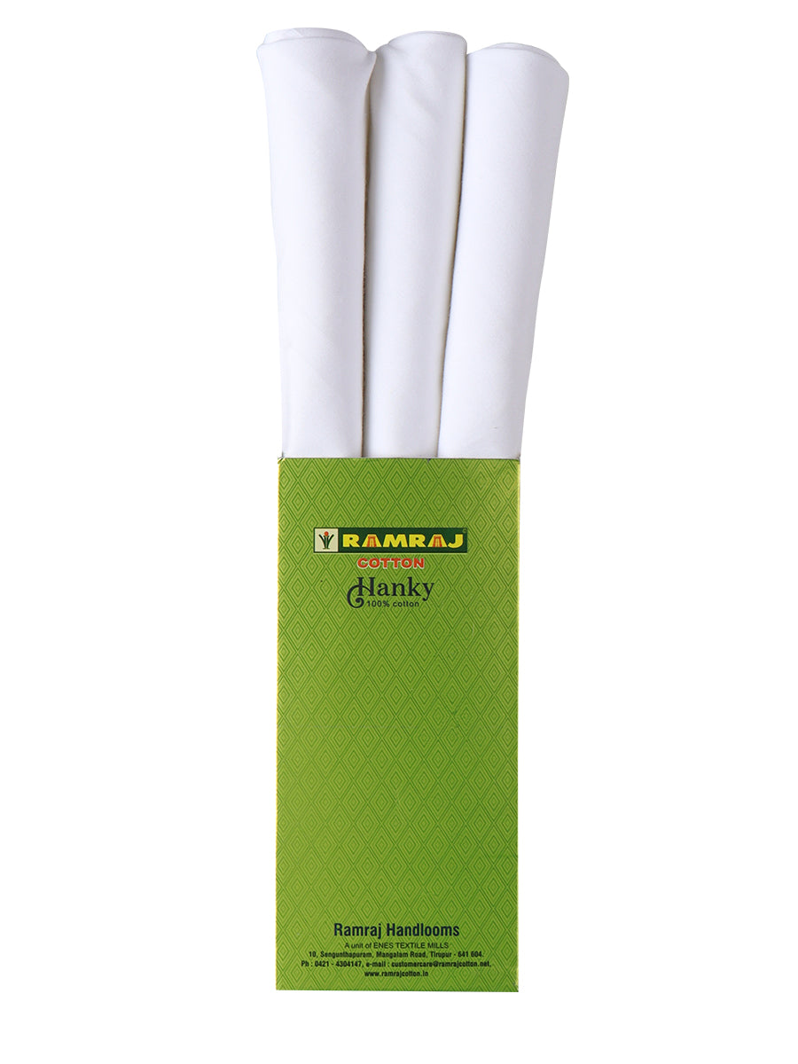 Cotton White Hand Kerchief (3 in 1)-Zoom view